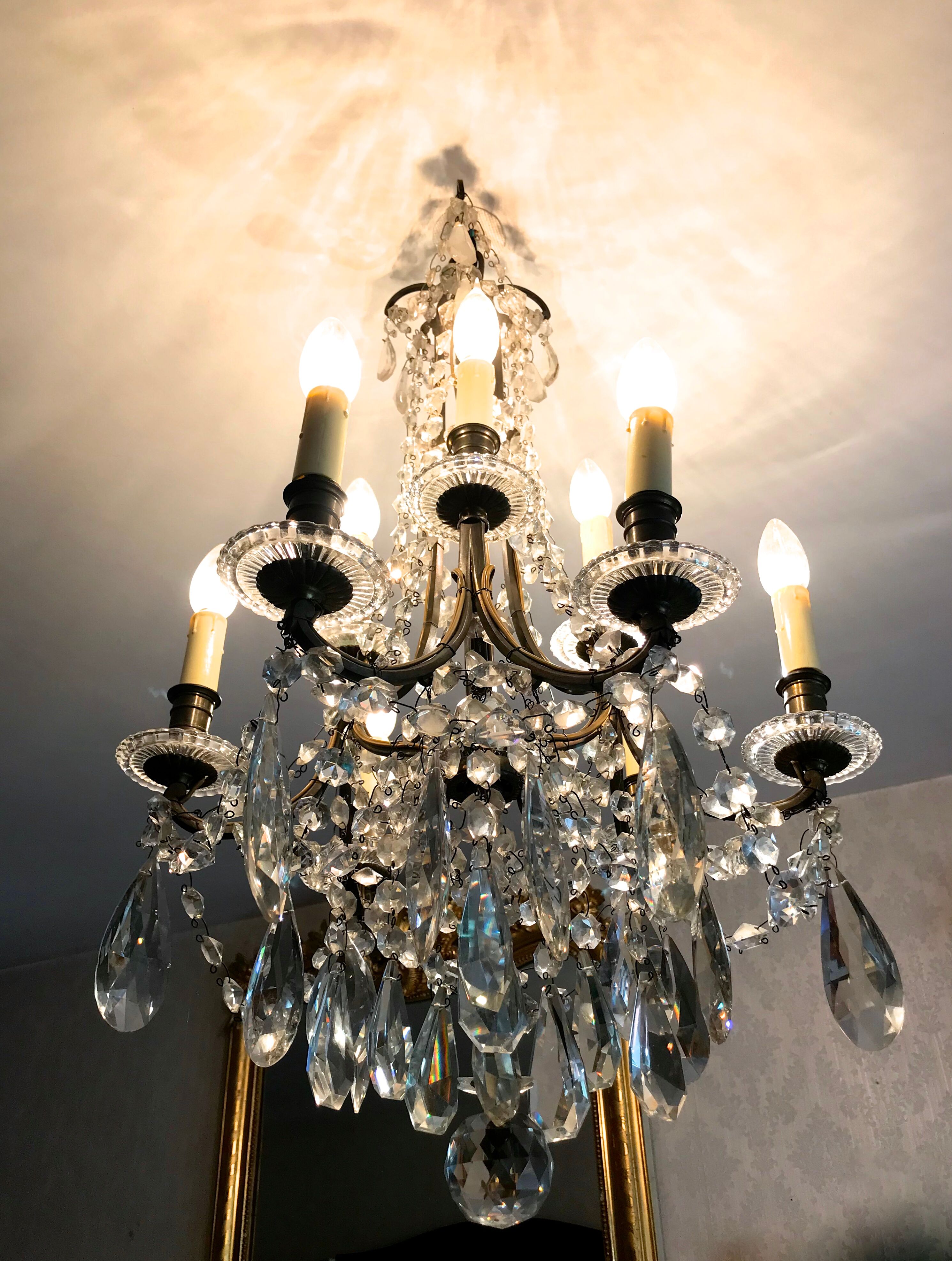 Crystal chandelier diamond cut 9 fires 1880