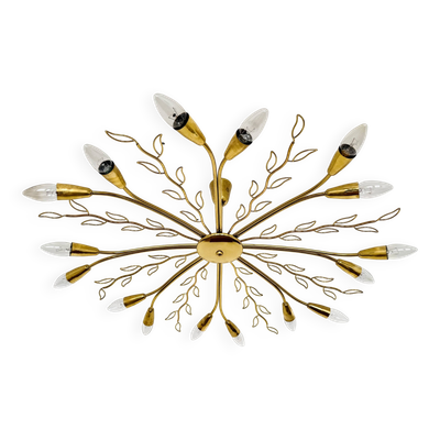 Grand lustre en laiton autrichien par Rupert Nikoll