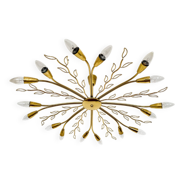 Grand lustre en laiton autrichien par Rupert Nikoll