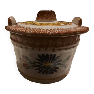 Quimper earthenware butter dish signed Henriot