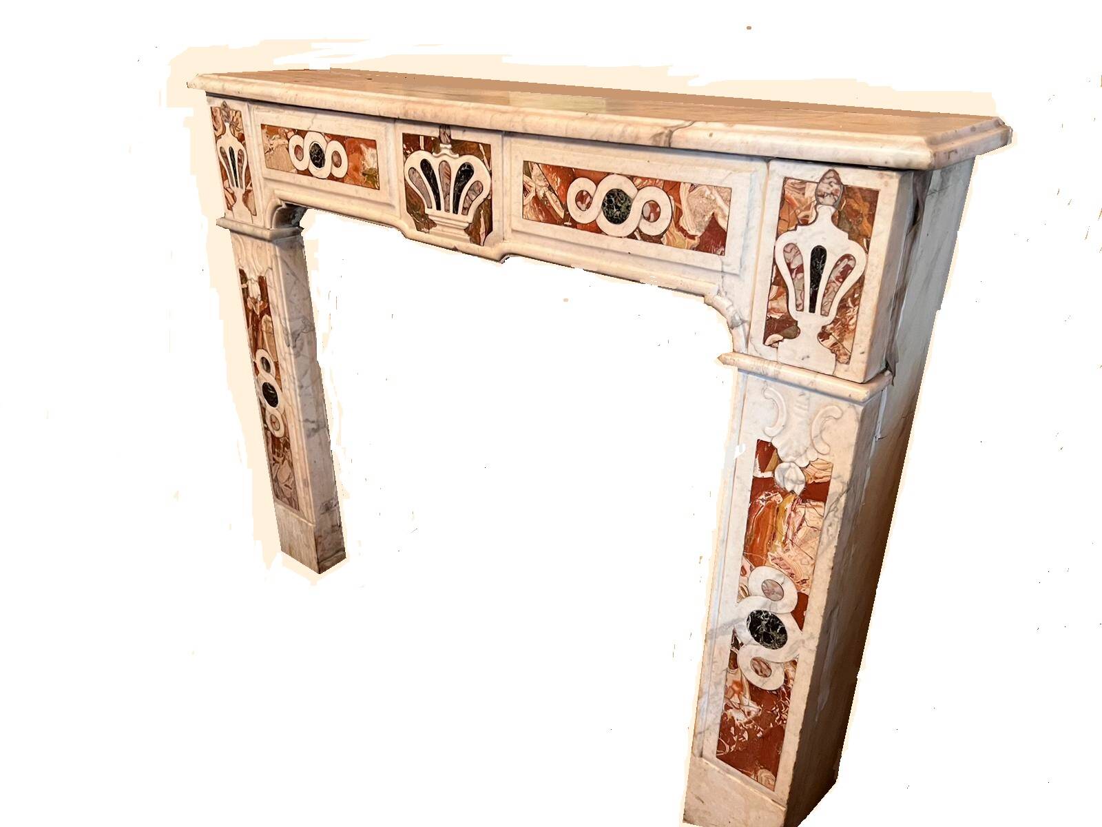 Carrara marble fireplace with 18th century incrustations