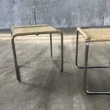 Pair of vintage 1970s wicker/chrome stools