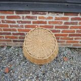 Ancien Grand Panier à Linge en Osier Clair