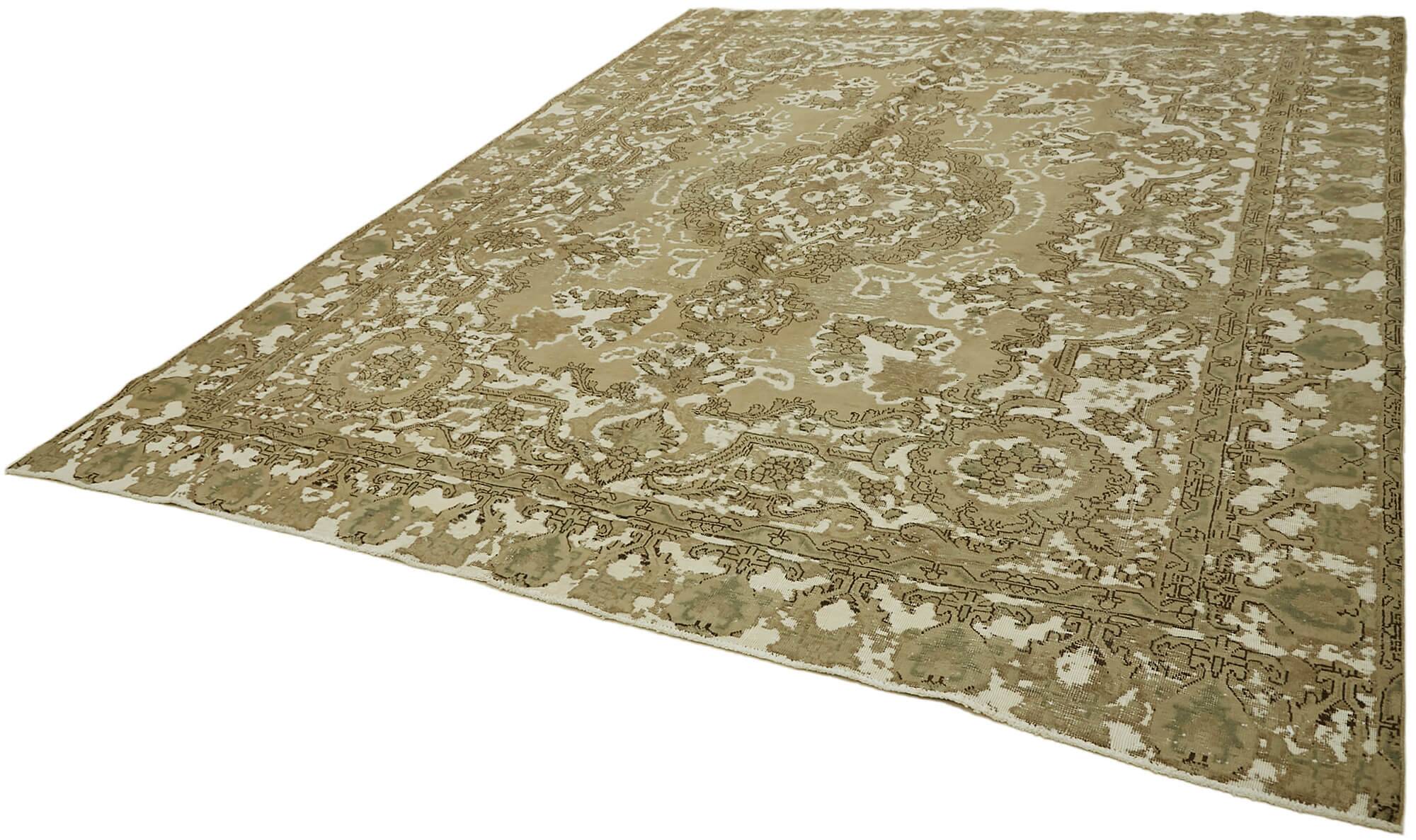 Handmade Oriental Decorative 1980s 285 cm x 355 cm Beige Wool Carpet