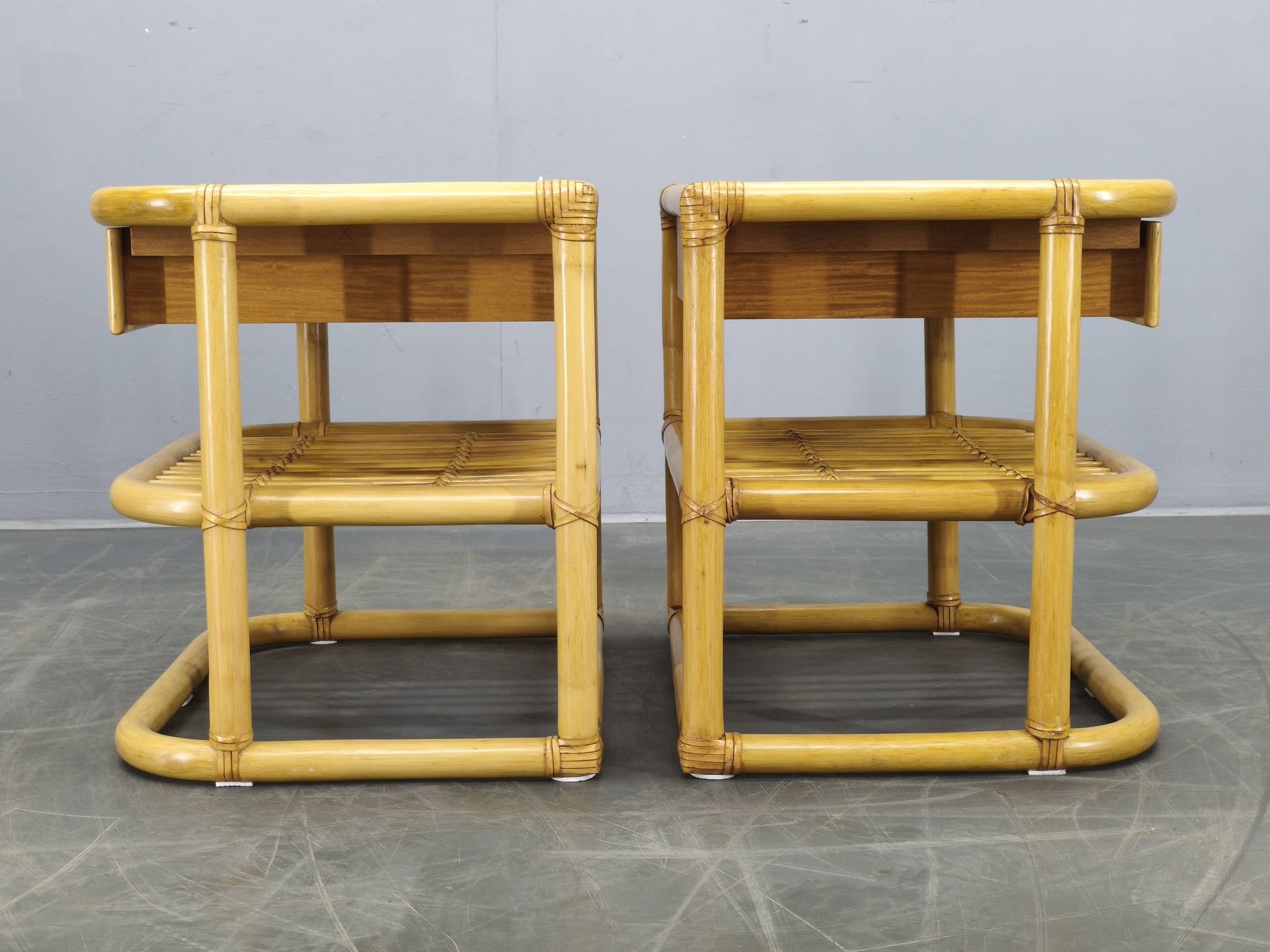 Pair of bamboo bedside tables by Kenneth Bergenblad for DUX, 1960s