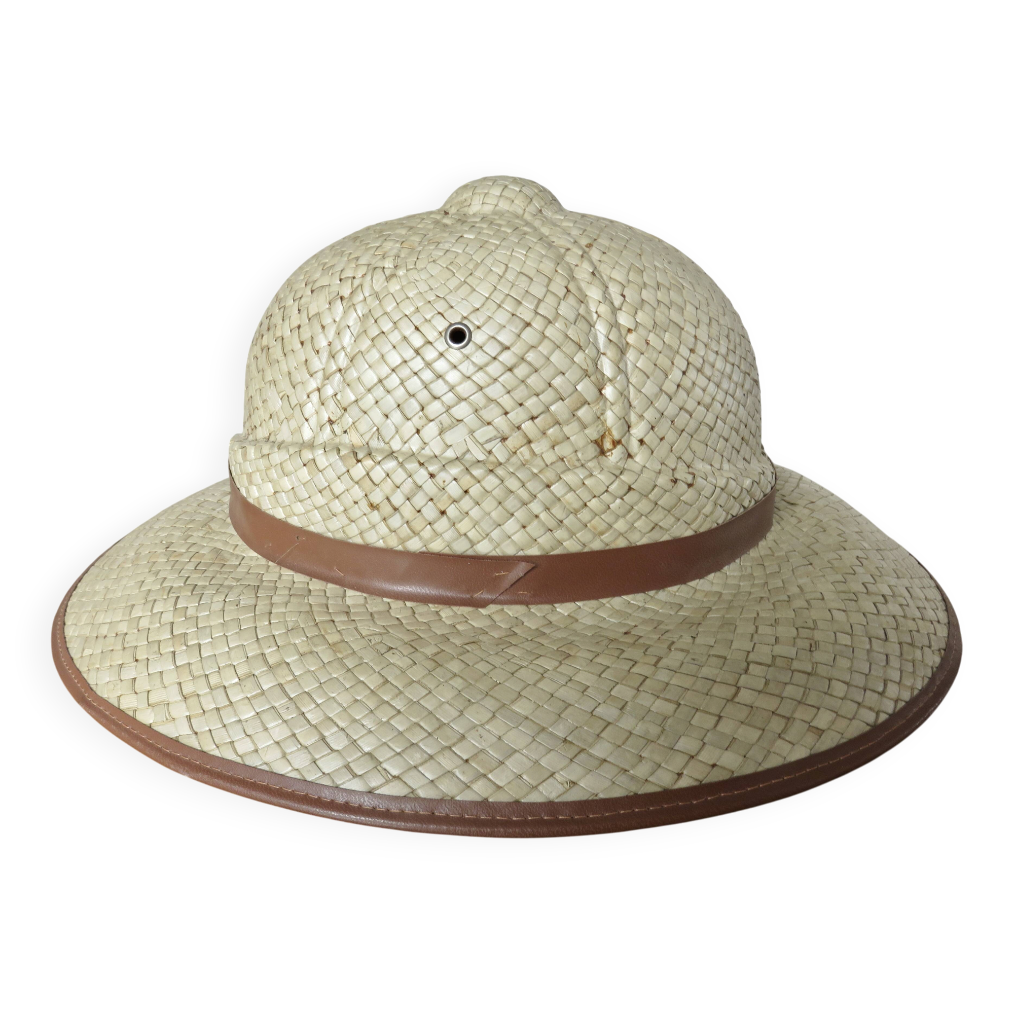 Hat, colonial helmet, wicker, wall decoration, 60s 70s
