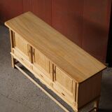 Brutalist Danish enfilade from the mid-century in oak by Henning Kjærnulf, 1960s.