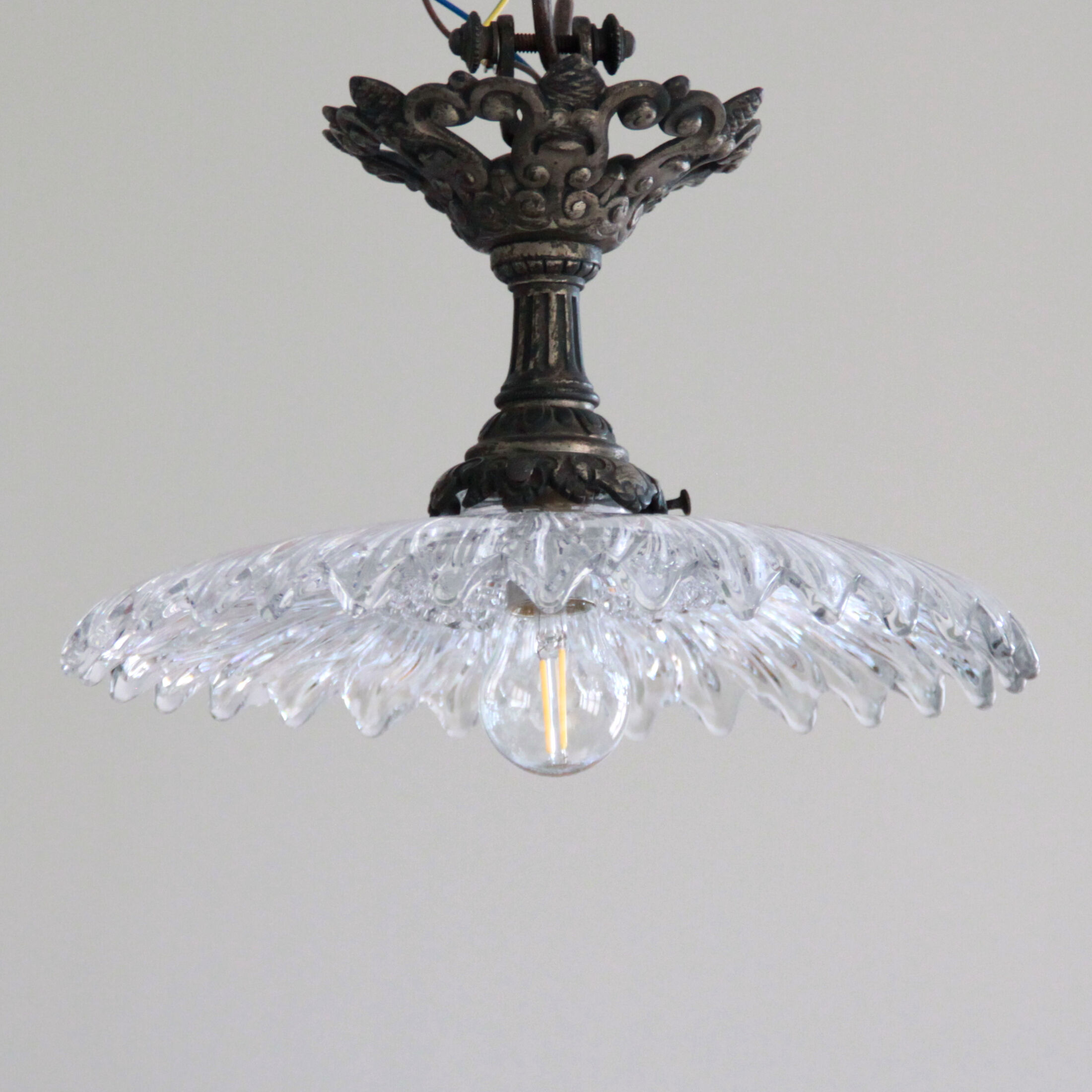 Ceiling lamp suspension crystal and bronze lamp luminaire glass flower