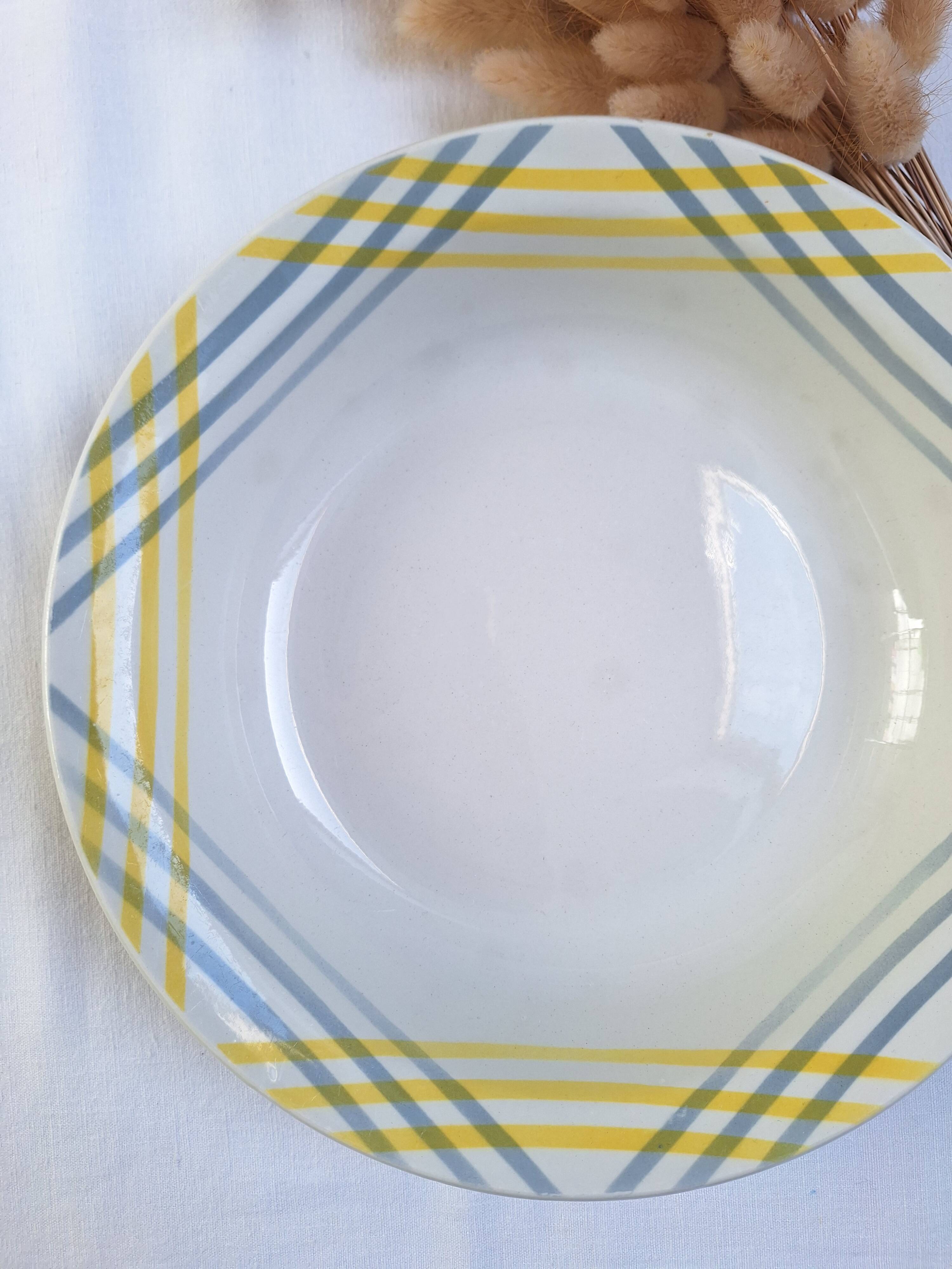 Plat creux Moulin des Loups jaune et gris