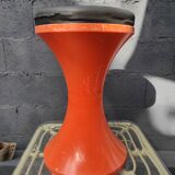 Stamp vintage orange 70's tamtam stool with black foam pad