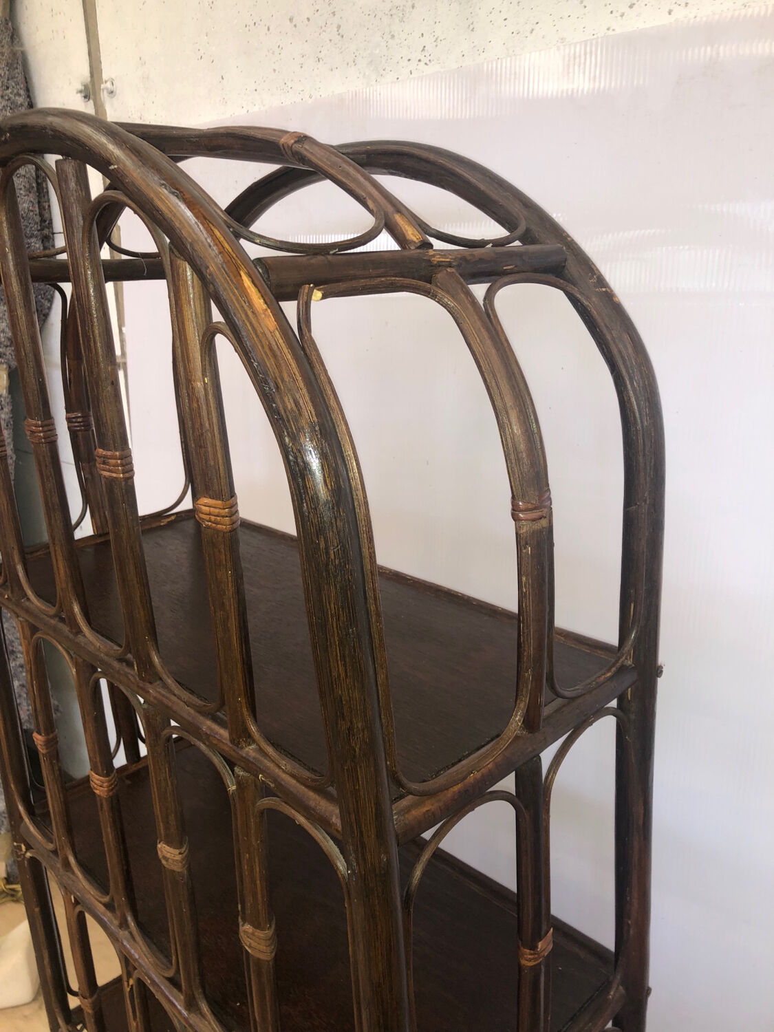 Vintage rattan bookcase