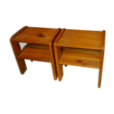 Bedside tables in solid wood pine color varnished honey
