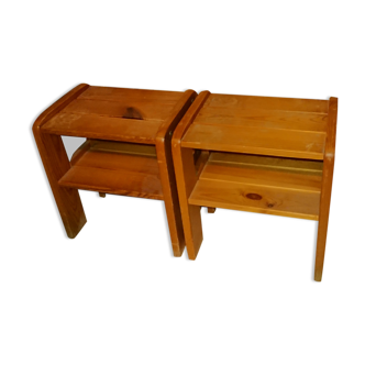 Bedside tables in solid wood pine color varnished honey