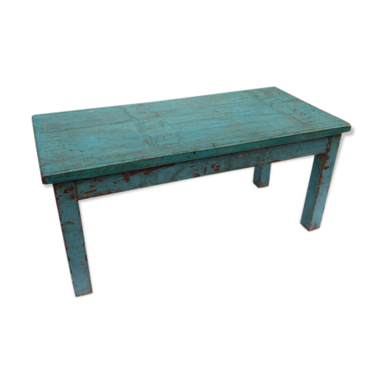 Old turquoise teak wood table