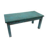 Table basse turquoise ancienne bois teck