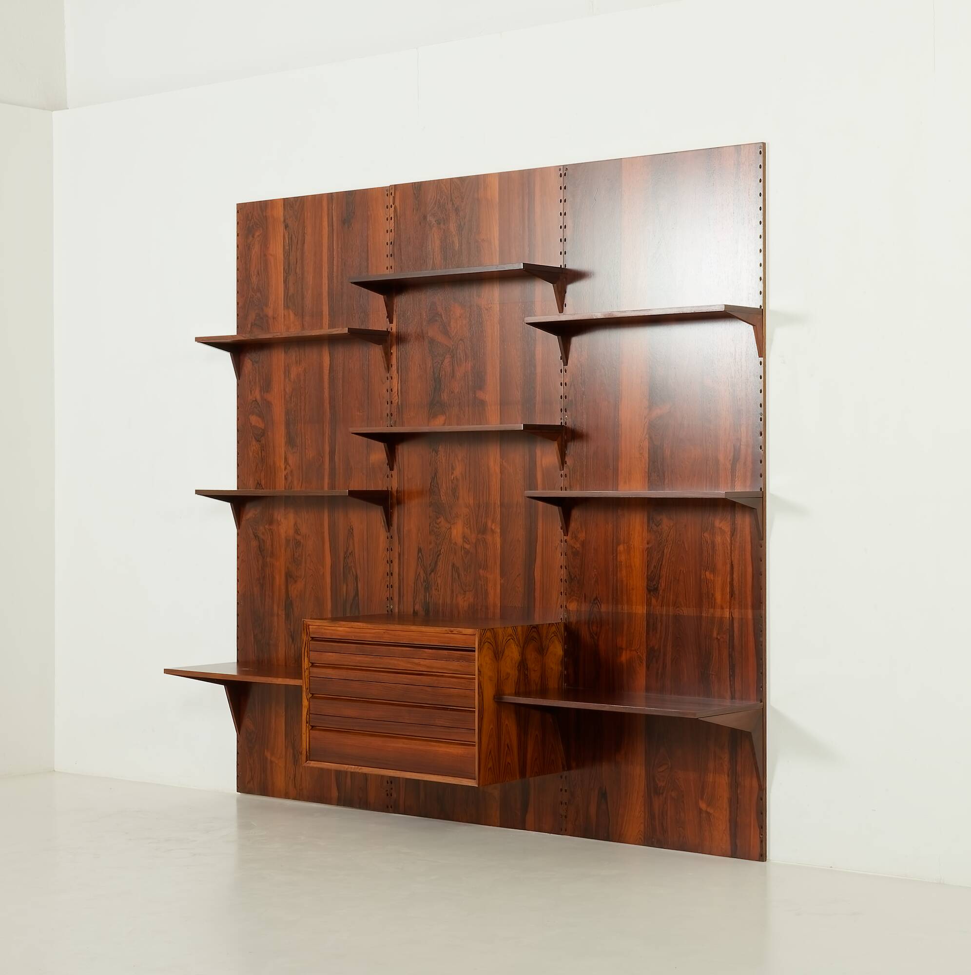 Poul Cadovius rosewood wall unit with back panels Cado, Denmark, 1960s