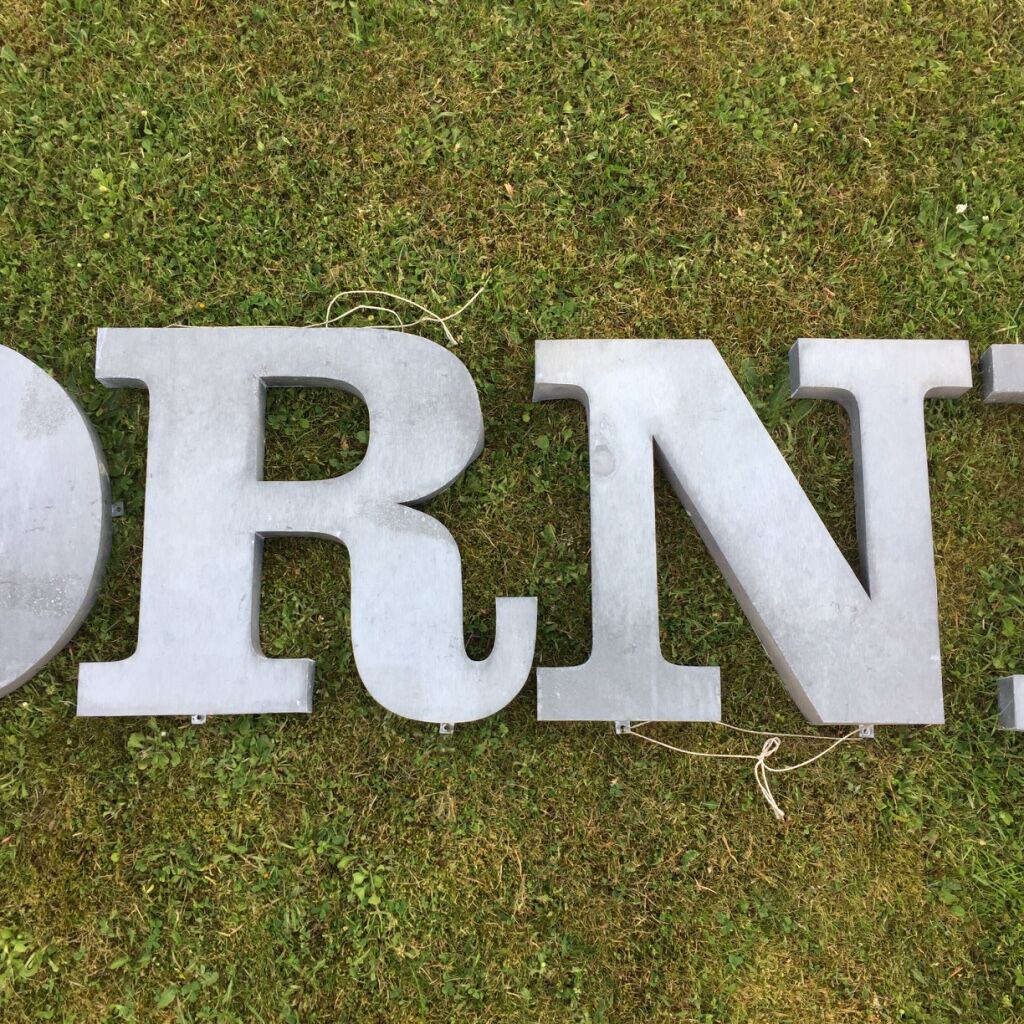 Letter N of large size zinc sign