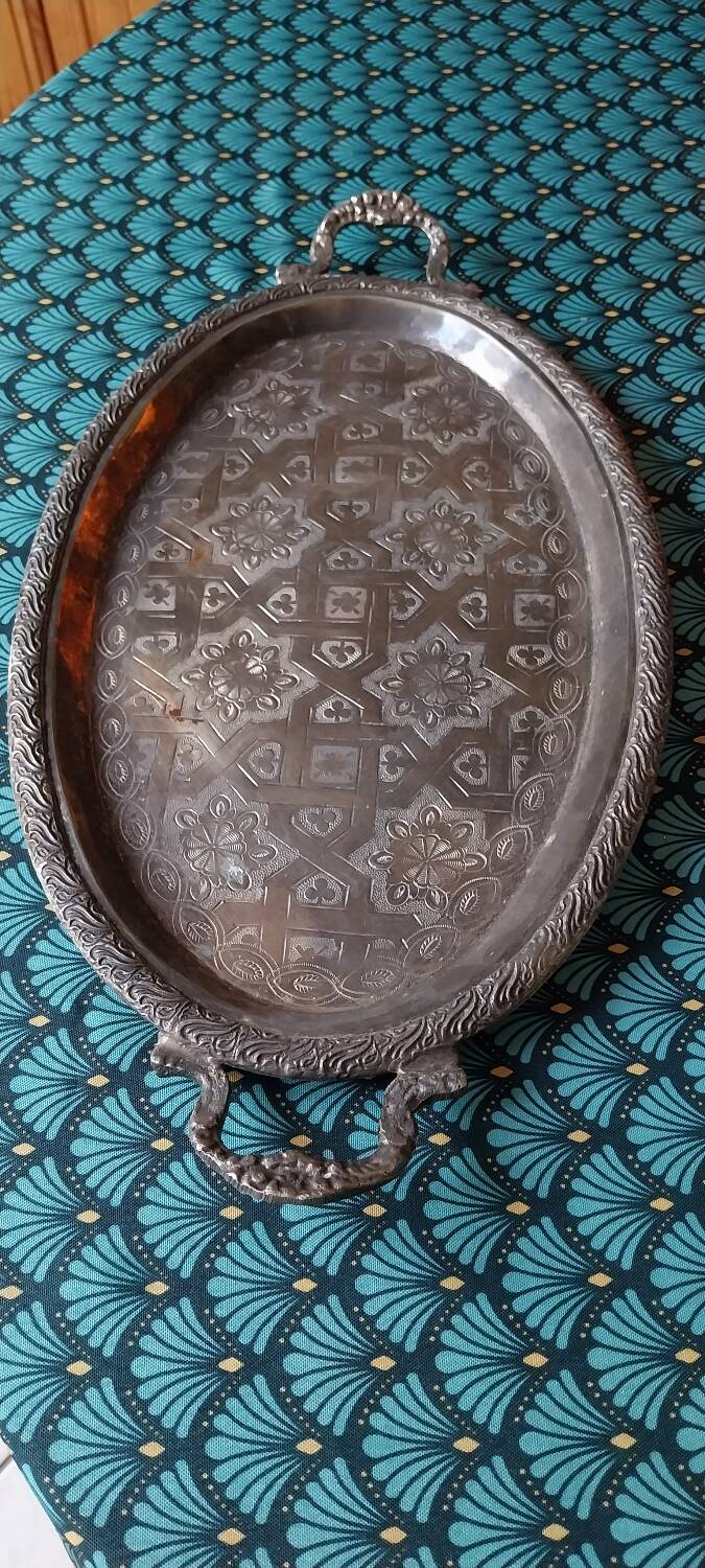 Silver metal tray