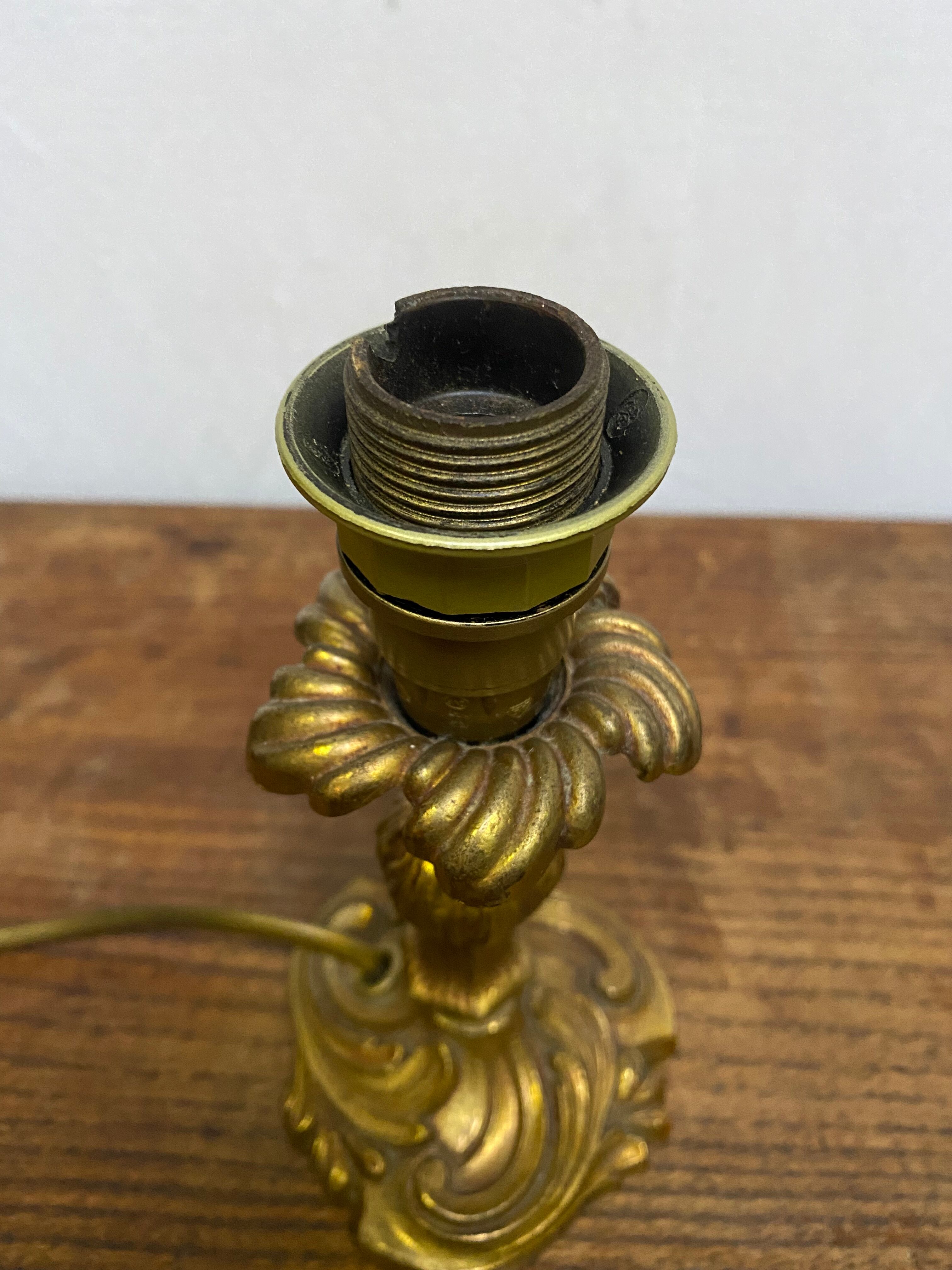 Louis XV style brass lamp foot floral motif and scrolls