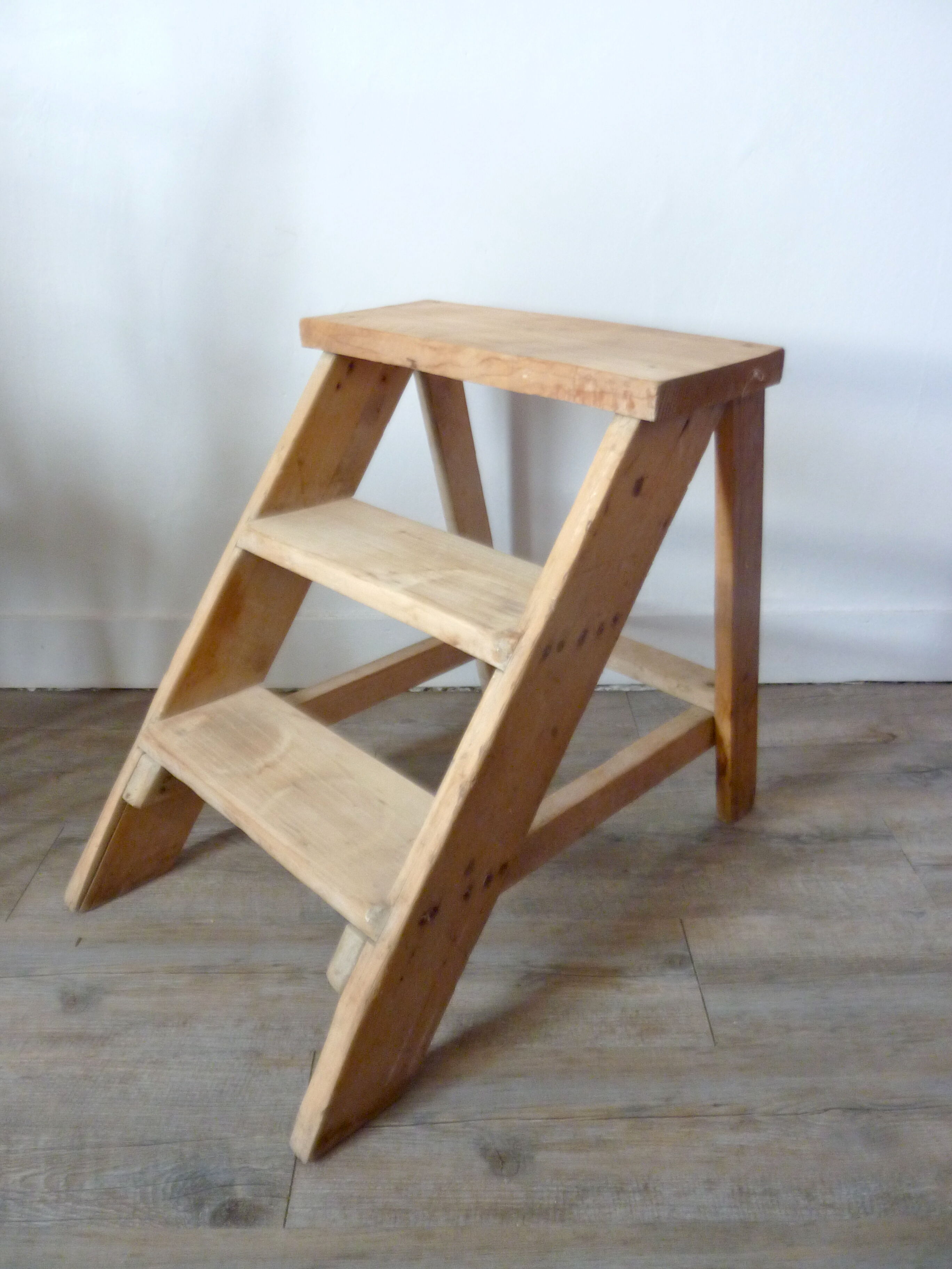 Step ladder 3 steps in solid wood