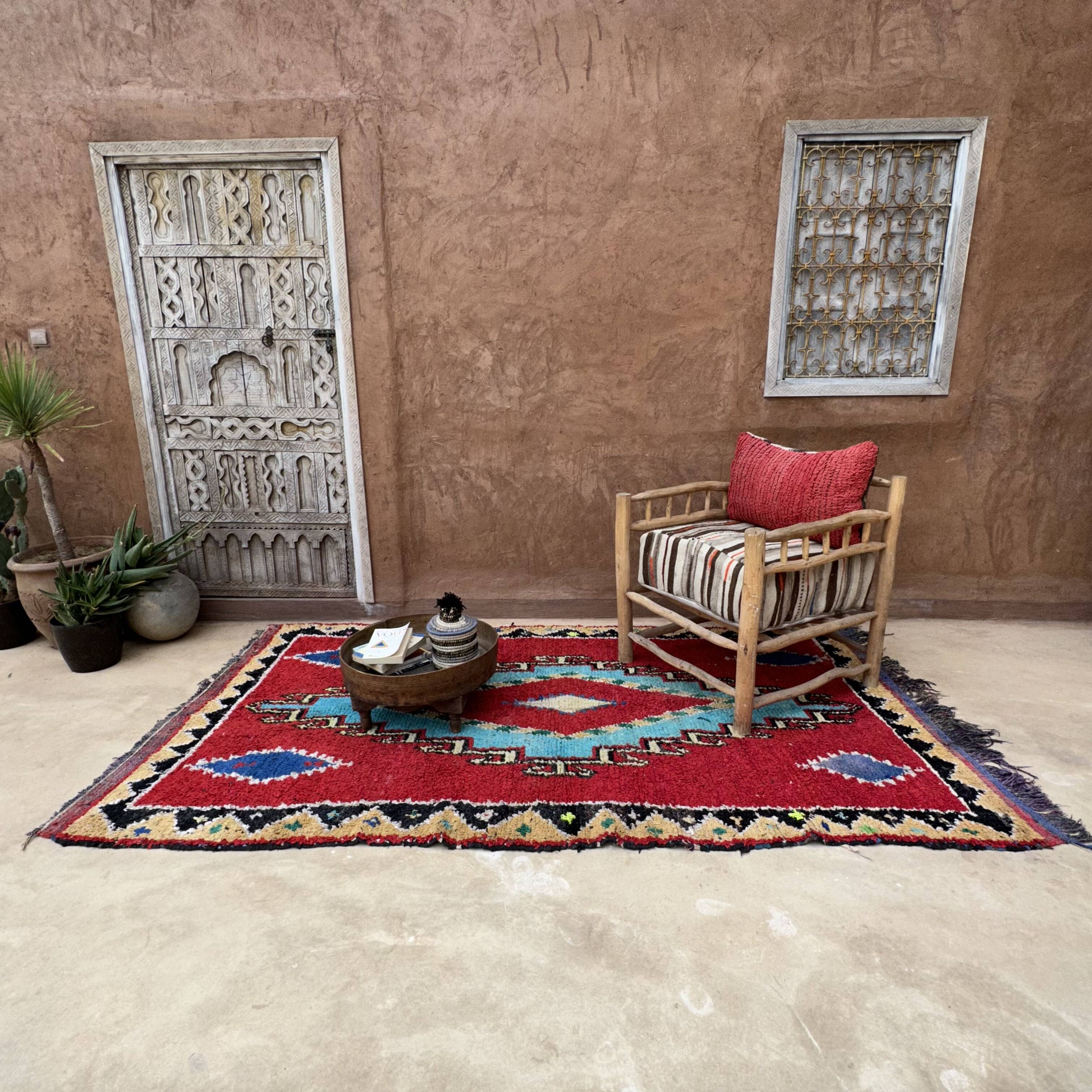 Tapis Berbère Boucherouite coloré - 145 x 267 cm