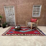 Tapis Berbère Boucherouite coloré - 145 x 267 cm