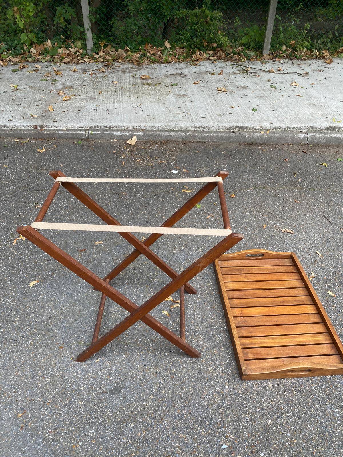 Scandinavian folding serving trolley in solid wood 1980