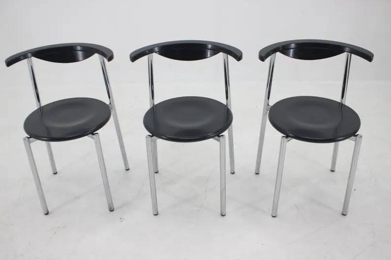 Set of Three Mid Century Dining Chairs, Germany, 1980s