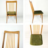 Lot de 6 chaises rembourrées Benze Mid Century avec entretoises en bois vert Design danois vintage des années 70