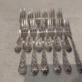 12 silver-plated table forks by goldsmith Ravinet Art Nouveau