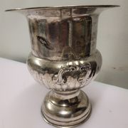 Antique champagne bucket in silver metal medicis shape