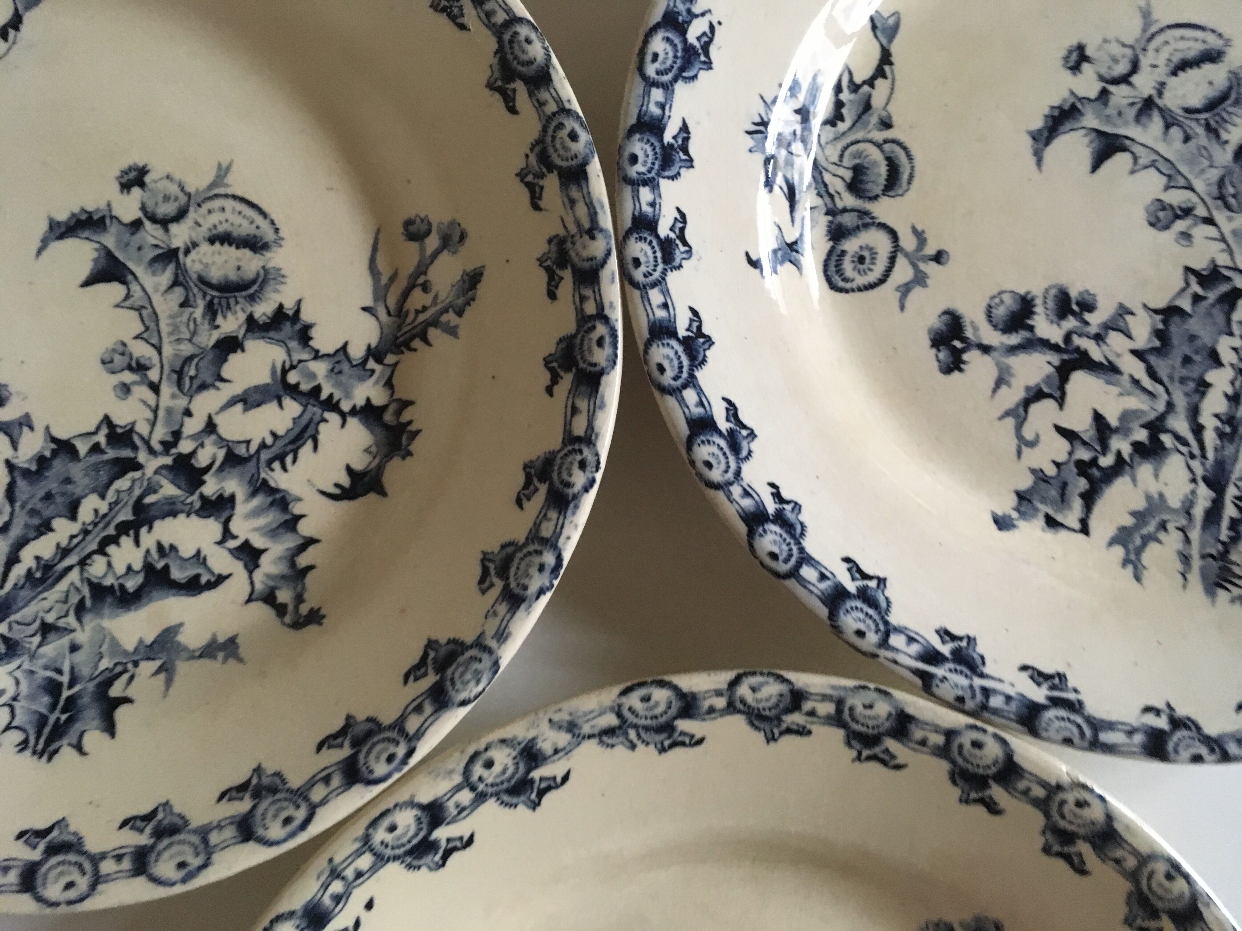 Plate faience of gien beginning 20th décor thistles