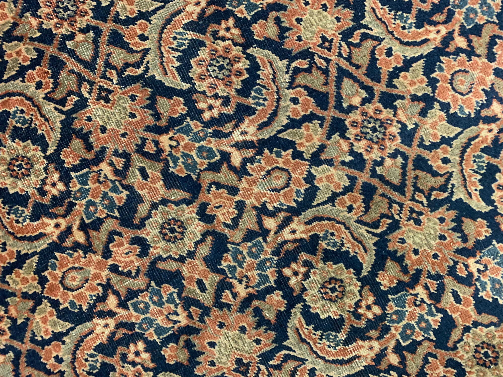 Large Vintage Indian Kashmiri Carpet Blue Wool Living Room Rug- 280x385cm