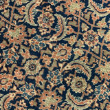 Large Vintage Indian Kashmiri Carpet Blue Wool Living Room Rug- 280x385cm