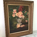 Table oil bouquet of peonies