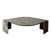 table basse goutte en marbre vert d'eau, beige et rose/bordeau, Roche Bobois 1970