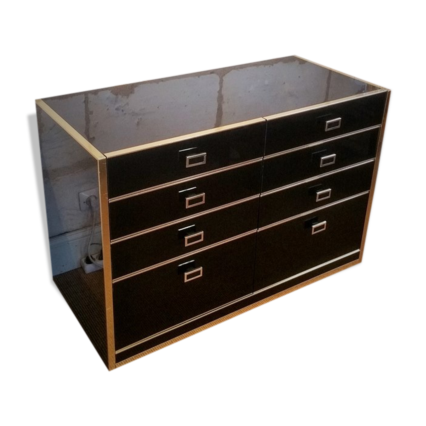 Commode Roche Bobois vintage laqué noir