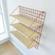 Vintage orange-red multi-level wall shelf with grid