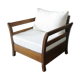 Fauteuil bois et tissu bouclette blanc crème