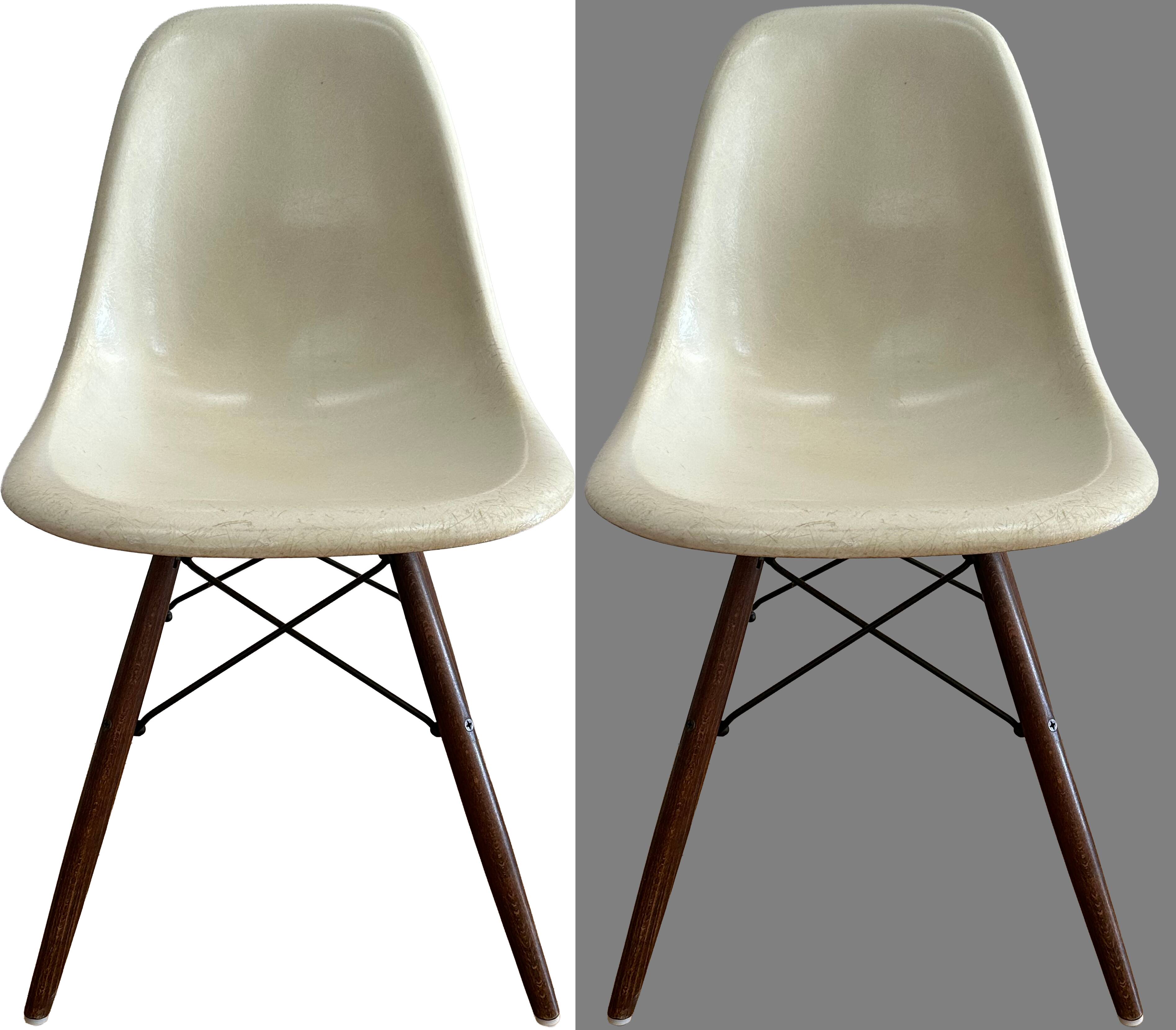 Set of 6 original Eames DSW chairs by Herman Miller