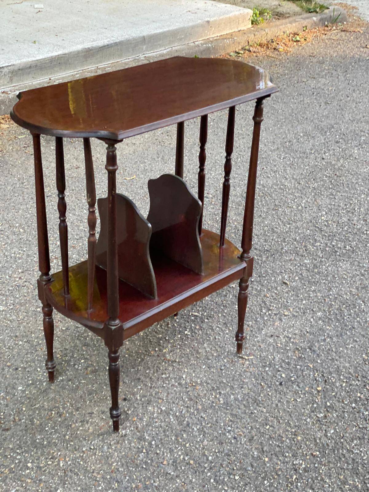 Vinyl or sheet music storage unit, wooden side table with bars