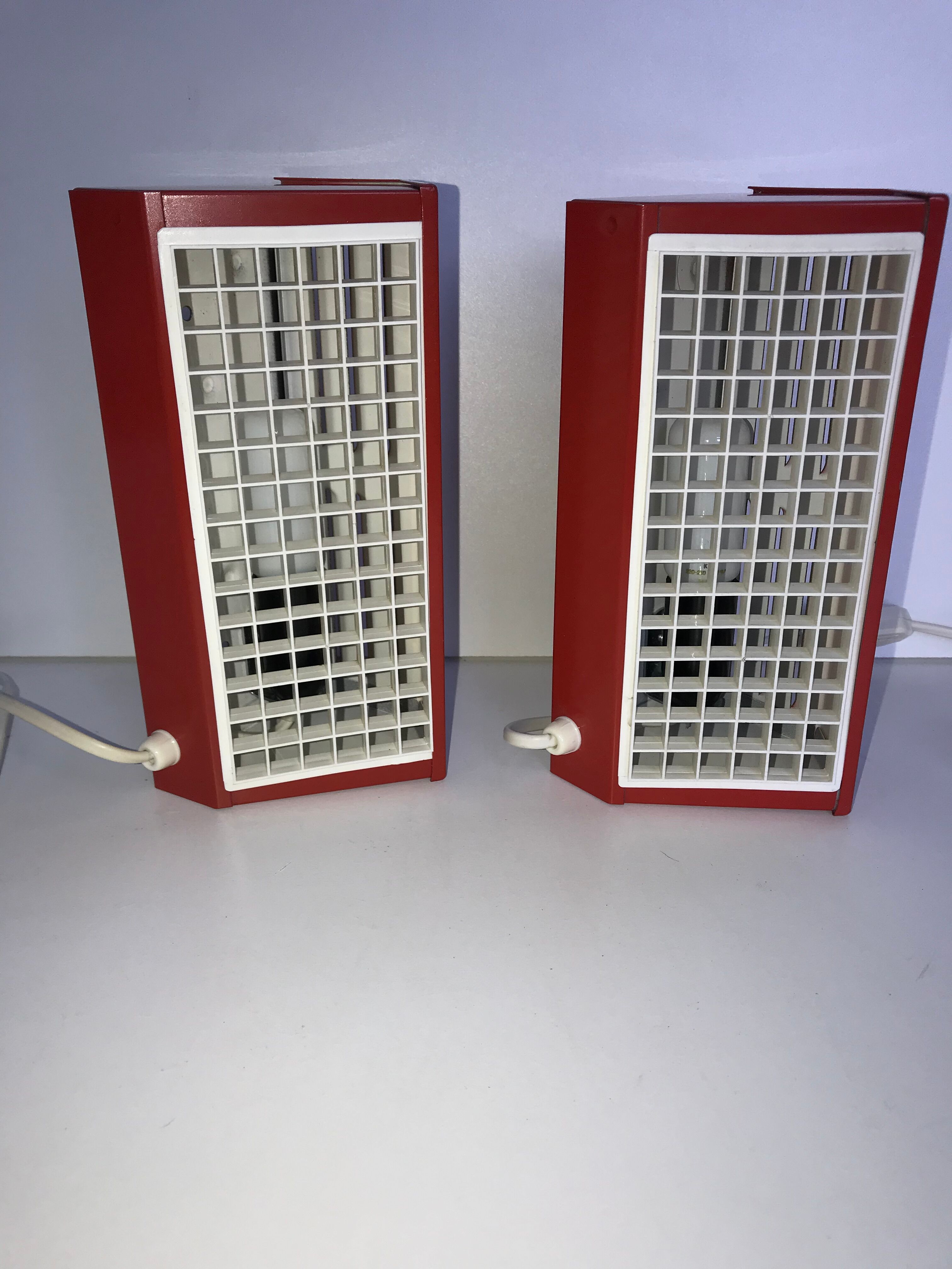 Pair of IKEA metal wall lights, type V204, red