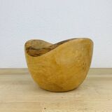 Vintage brutalist wooden cup, pocket tray