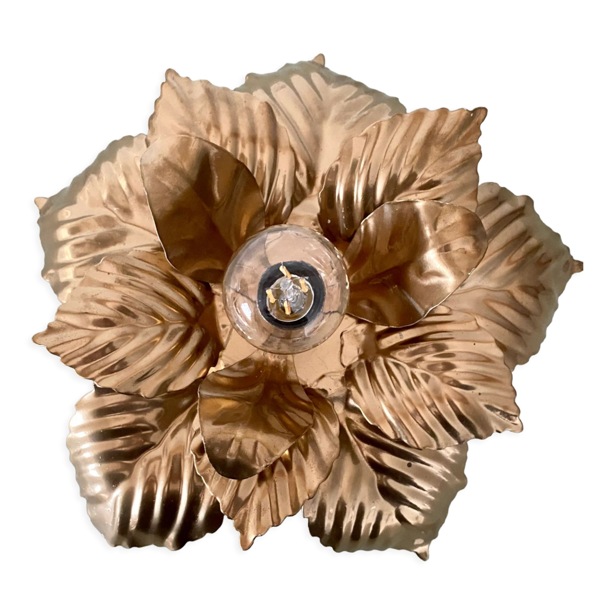 Vintage wall lamp golden leaves