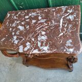 Carved walnut console marble top of the nineteenth century
