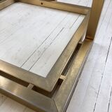 Table octogonale en verre et laiton années 70