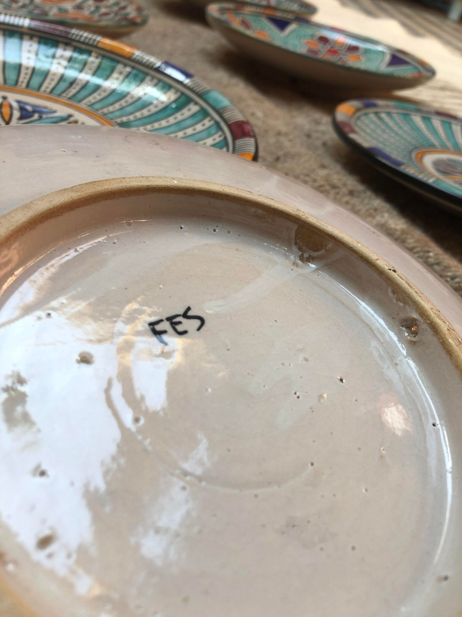Lot clay plates of Fez