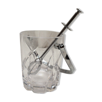 Crystal ice bucket Sevres France with spoon dimension: height -12.5cm- diameter -9.5cm-
