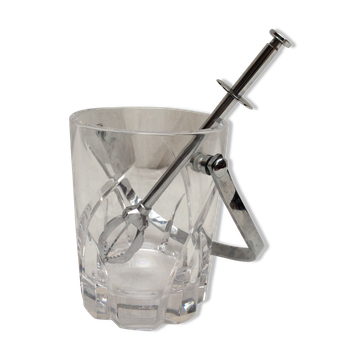 Crystal ice bucket Sevres France with spoon dimension: height -12.5cm- diameter -9.5cm-