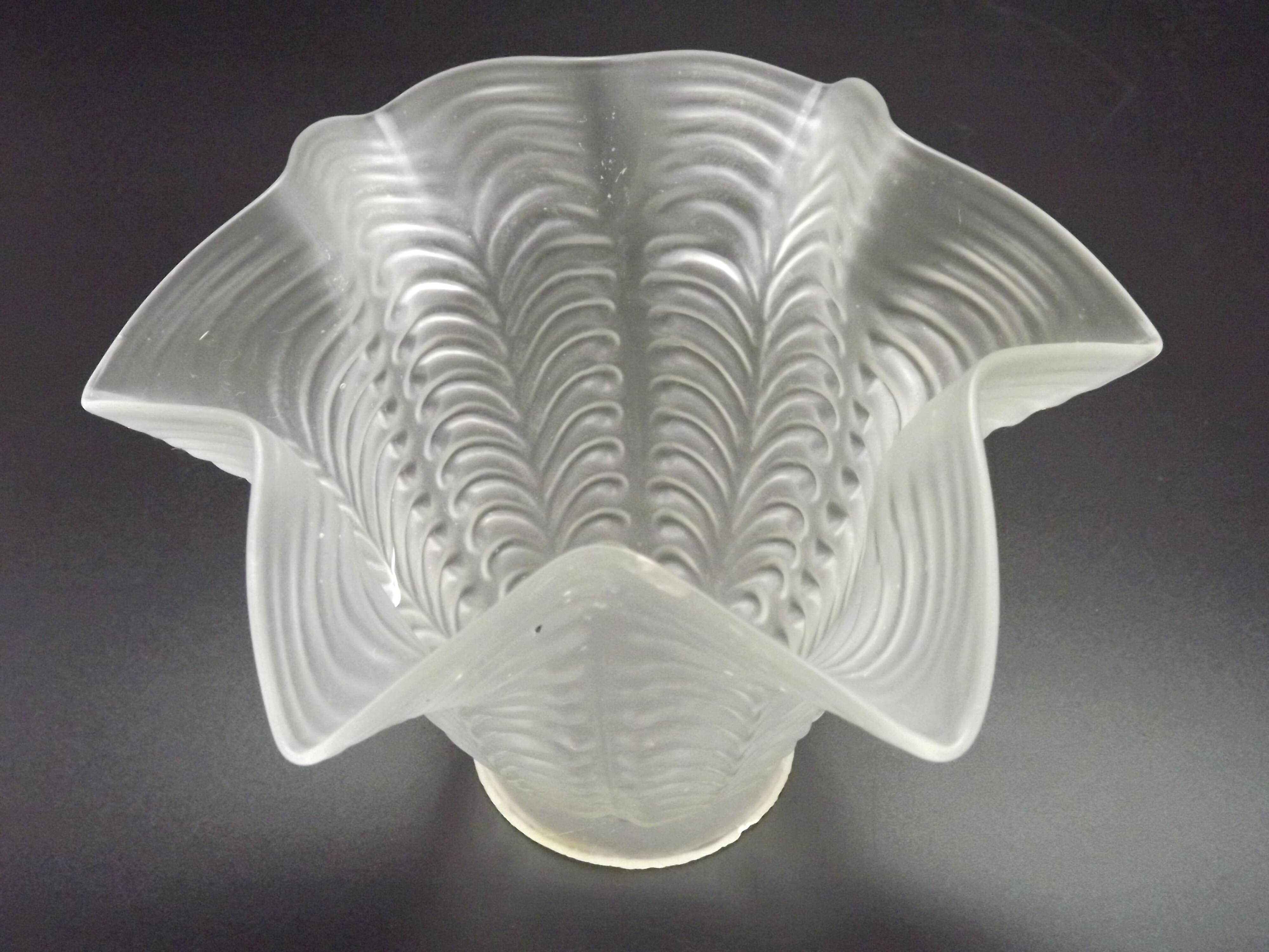 Replacement lampshade in vintage French opaque white glass with fluted edge 0183